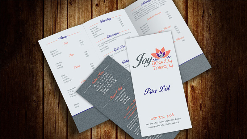 Joy Beauty Therapy Trifold Leaflet